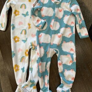 Carter's Blue and White Sheep & Rainbow Pajamas